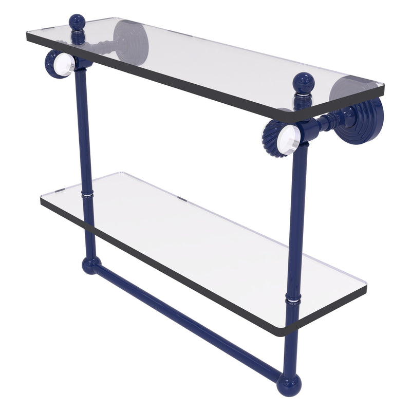 Pacific Grove Collection Double Glass Shelf  with Towel Bar with Twisted Accents