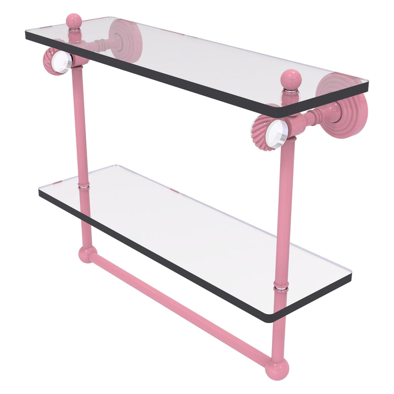 Pacific Grove Collection Double Glass Shelf  with Towel Bar with Twisted Accents