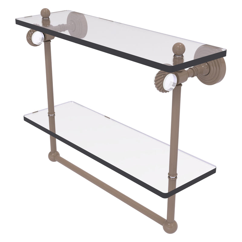 Pacific Grove Collection Double Glass Shelf  with Towel Bar with Twisted Accents