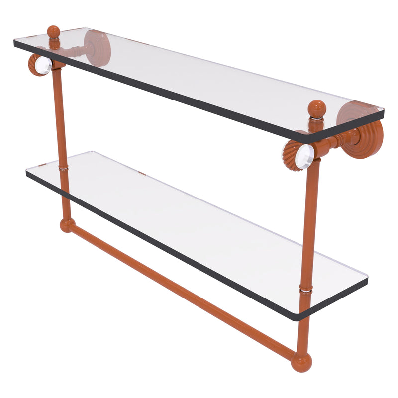 Pacific Grove Collection Double Glass Shelf  with Towel Bar with Twisted Accents