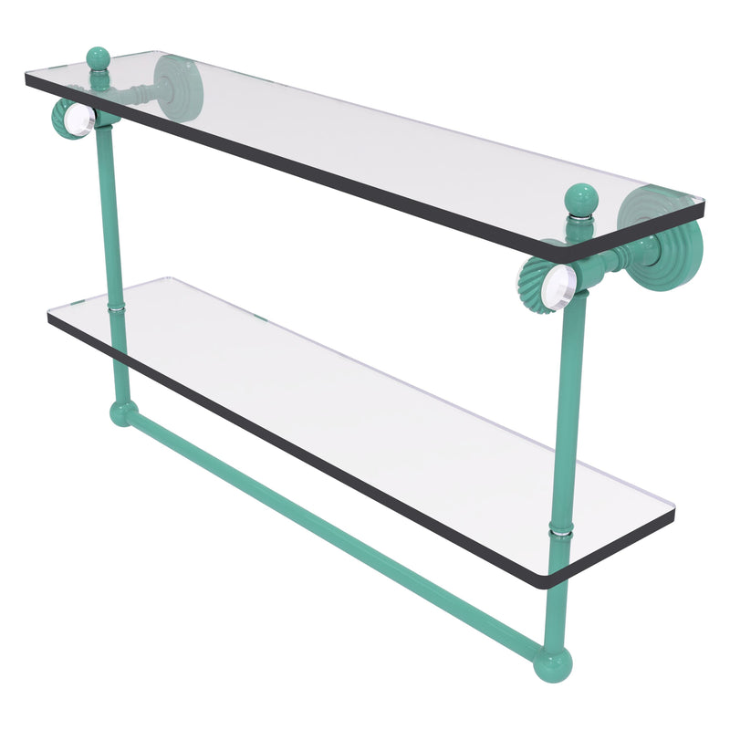 Pacific Grove Collection Double Glass Shelf  with Towel Bar with Twisted Accents