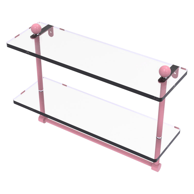 Prestige Regal Collection Two Tiered Glass Shelf with Integrated Towel Bar