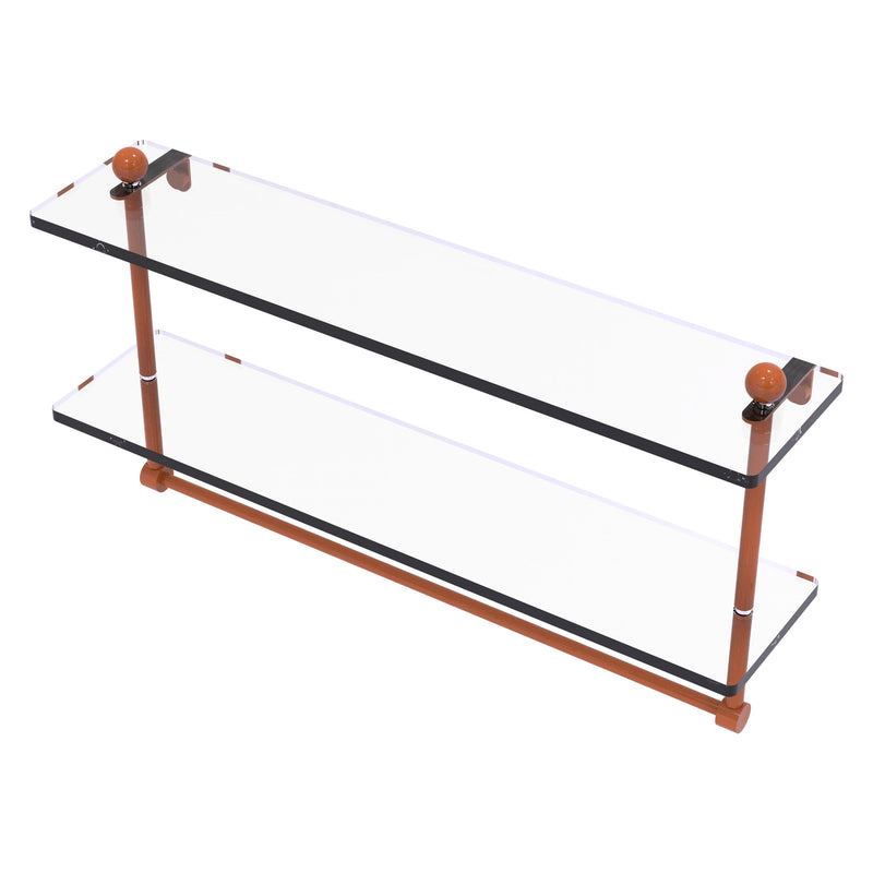 Prestige Regal Collection Two Tiered Glass Shelf with Integrated Towel Bar