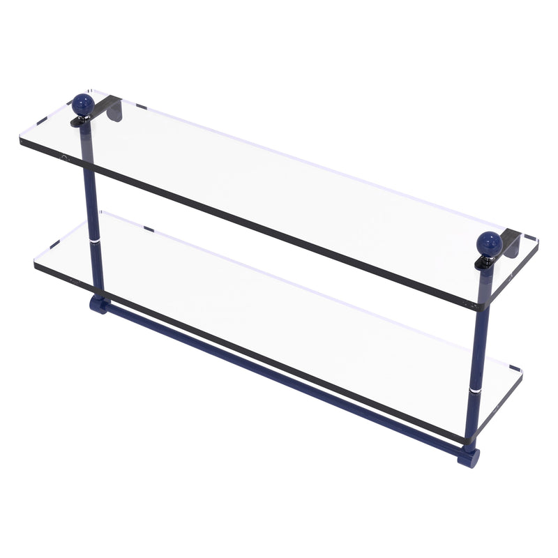 Prestige Regal Collection Two Tiered Glass Shelf with Integrated Towel Bar