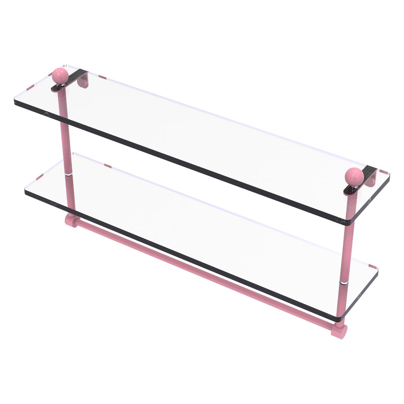 Prestige Regal Collection Two Tiered Glass Shelf with Integrated Towel Bar