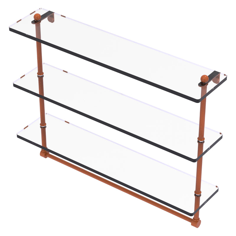 Prestige Regal Collection Triple Tiered Glass Shelf with Integrated Towel Bar