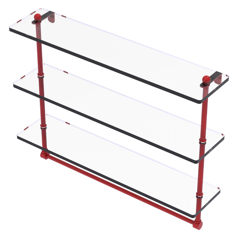 Prestige Regal Collection Triple Tiered Glass Shelf with Integrated Towel Bar