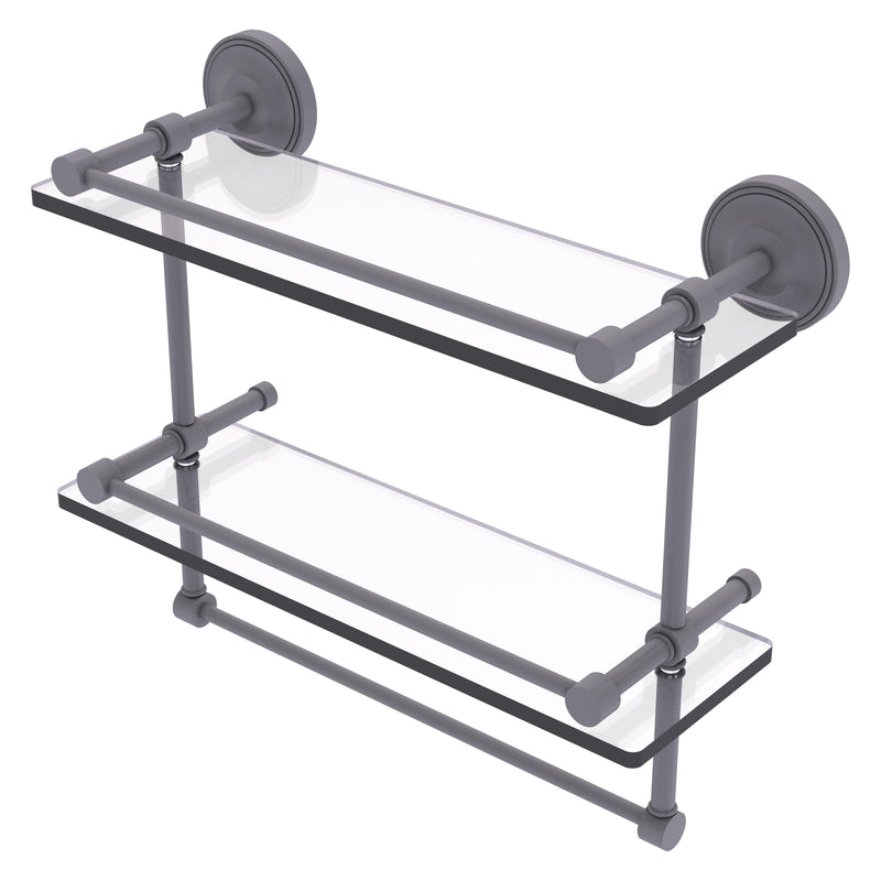 Prestige Regal Collection Gallery Rail Double Glass Shelf with Towel Bar