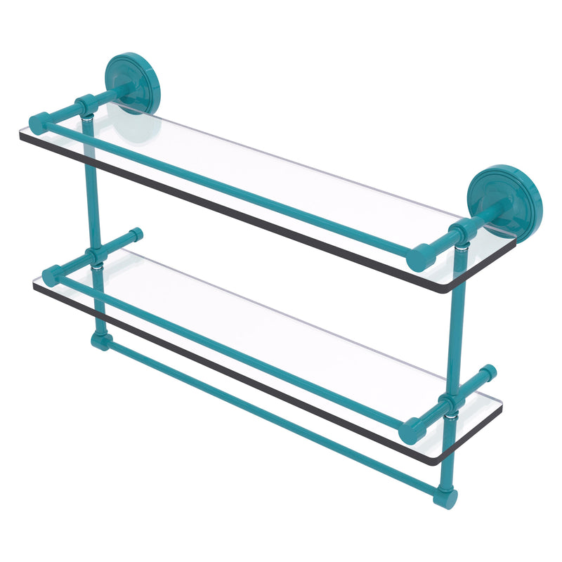 Prestige Regal Collection Gallery Rail Double Glass Shelf with Towel Bar