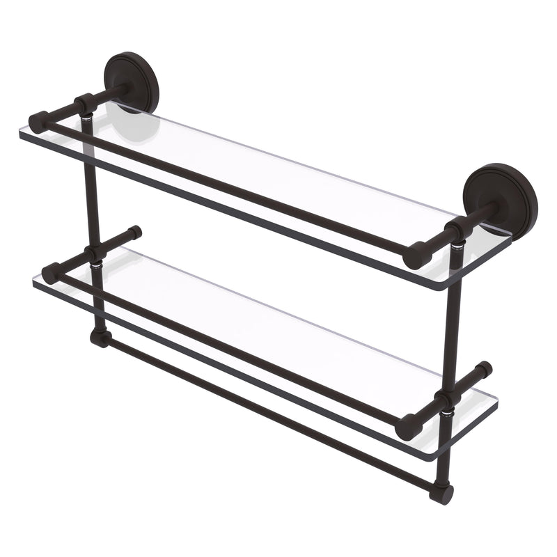 Prestige Regal Collection Gallery Rail Double Glass Shelf with Towel Bar