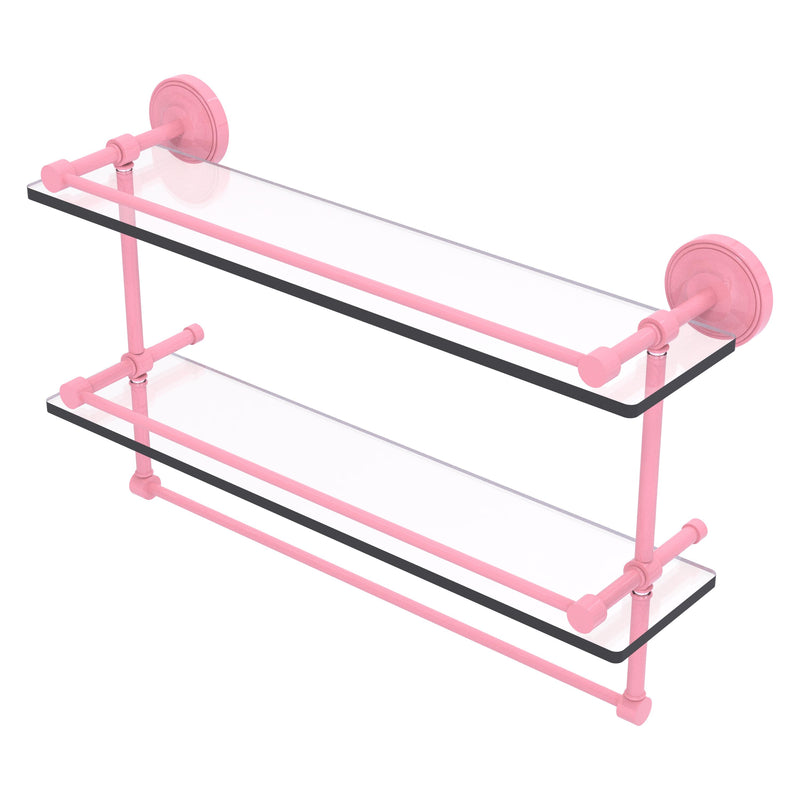 Prestige Regal Collection Gallery Rail Double Glass Shelf with Towel Bar