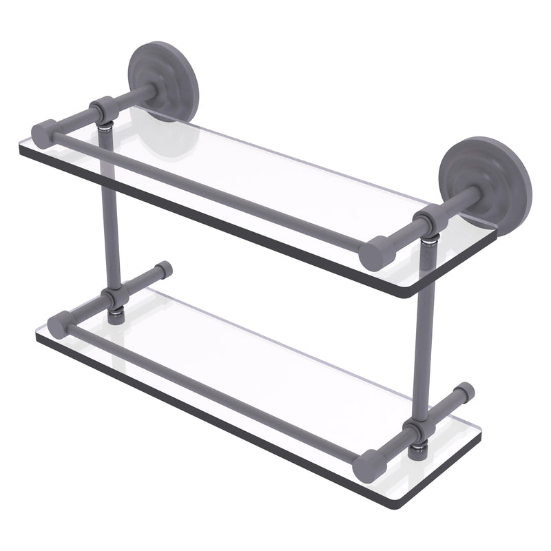 Que New Collection Double Glass Shelf with Gallery Rail