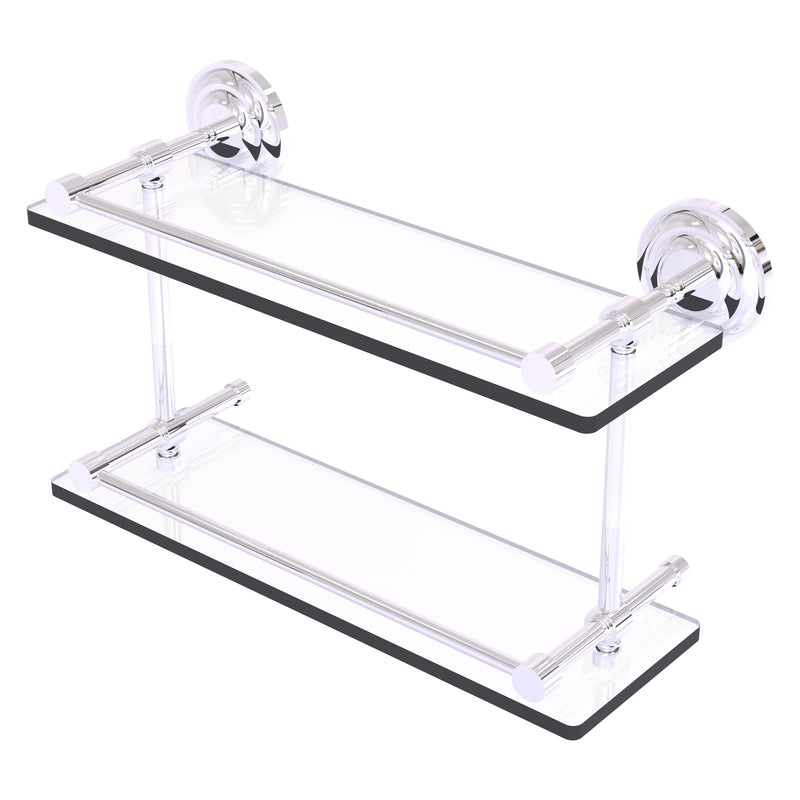 Que New Collection Double Glass Shelf with Gallery Rail