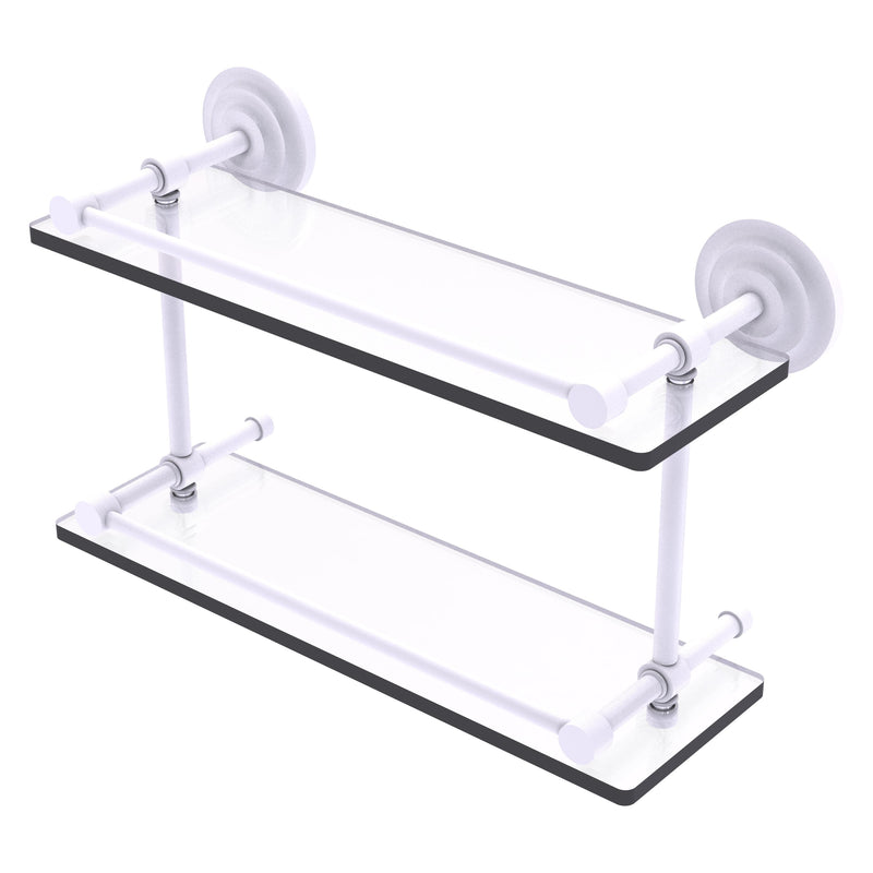 Que New Collection Double Glass Shelf with Gallery Rail