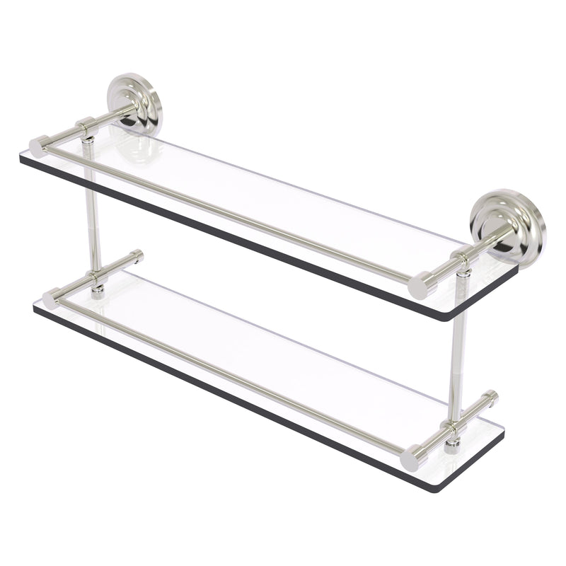 Que New Collection Double Glass Shelf with Gallery Rail