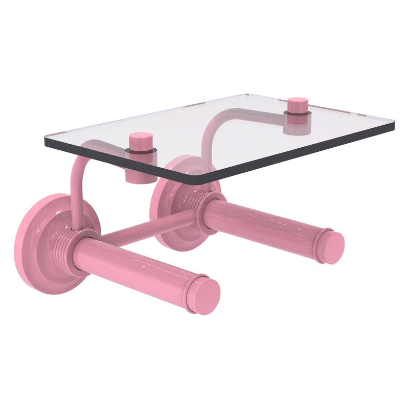 Que New Collection 2 Roll Toilet Paper Holder with Glass Shelf