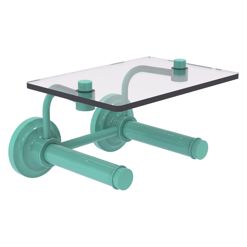 Que New Collection 2 Roll Toilet Paper Holder with Glass Shelf