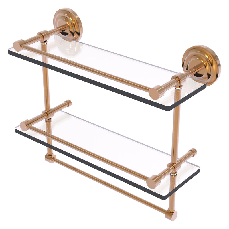 Que New Collection Gallery Rail Double Glass Shelf with Towel Bar