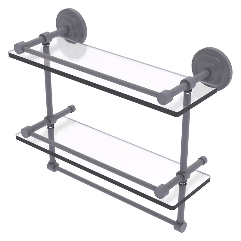 Que New Collection Gallery Rail Double Glass Shelf with Towel Bar