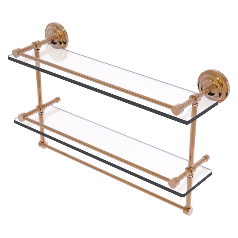 Que New Collection Gallery Rail Double Glass Shelf with Towel Bar