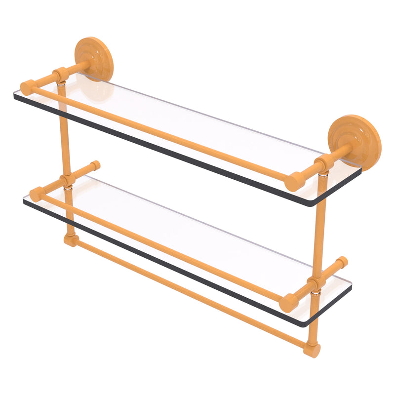 Que New Collection Gallery Rail Double Glass Shelf with Towel Bar