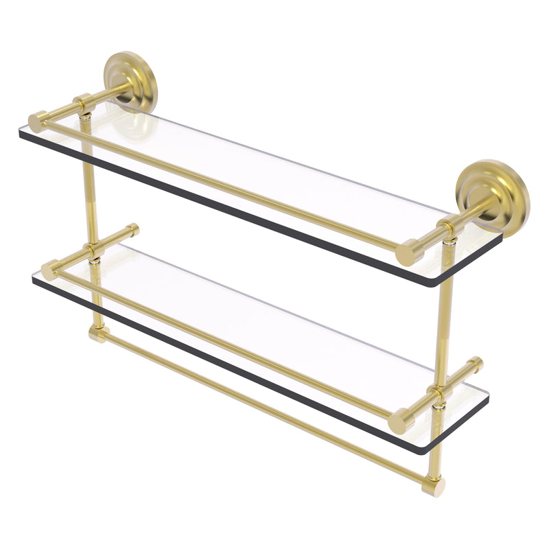 Que New Collection Gallery Rail Double Glass Shelf with Towel Bar