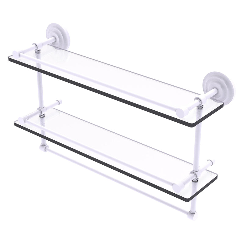 Que New Collection Gallery Rail Double Glass Shelf with Towel Bar