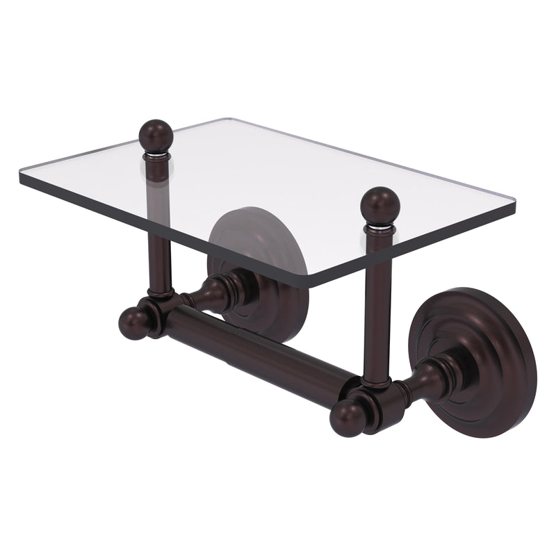 Que New Collection Two Post Toilet Tissue Holder with Glass Shelf