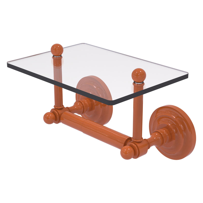 Que New Collection Two Post Toilet Tissue Holder with Glass Shelf