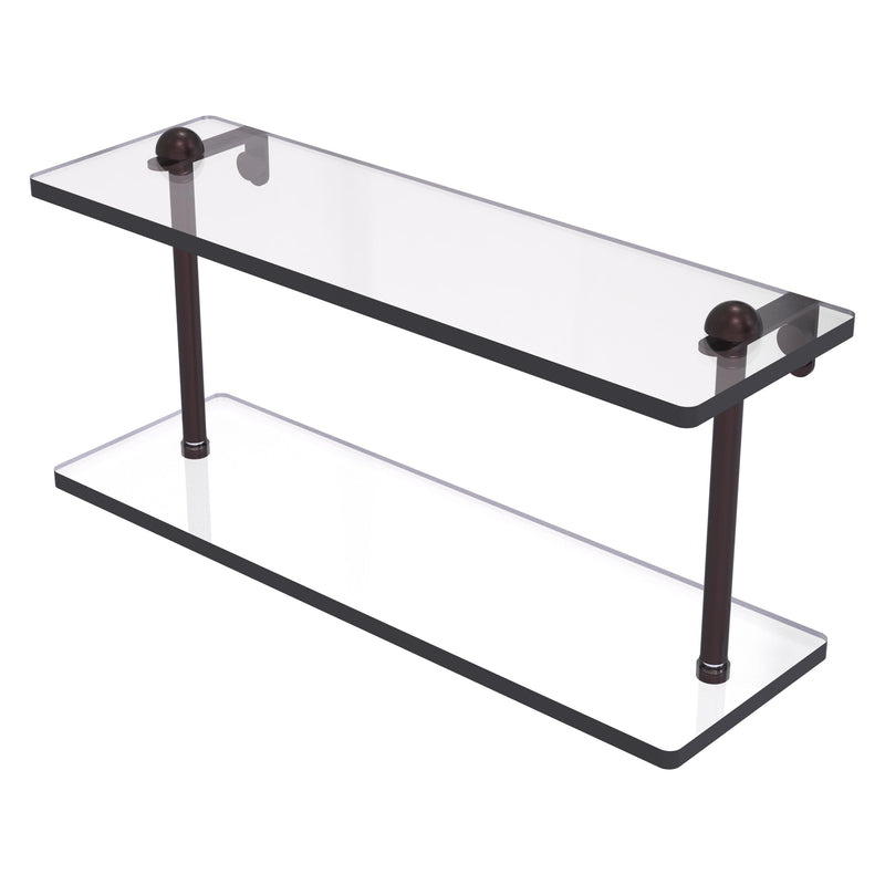 Two Tiered Glass Vanity Shelf with Beveled Edges