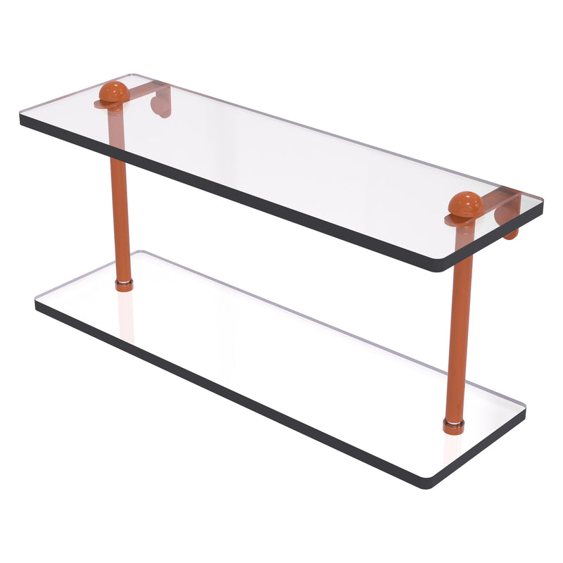 Two Tiered Glass Vanity Shelf with Beveled Edges