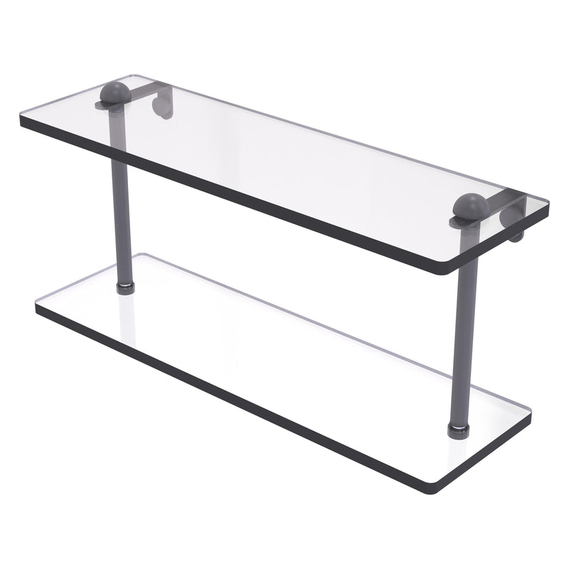 Two Tiered Glass Vanity Shelf with Beveled Edges