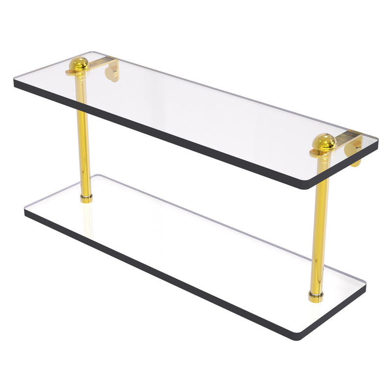 Two Tiered Glass Vanity Shelf with Beveled Edges