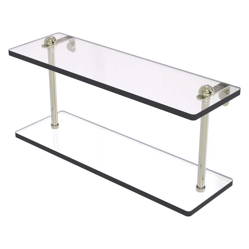 Two Tiered Glass Vanity Shelf with Beveled Edges