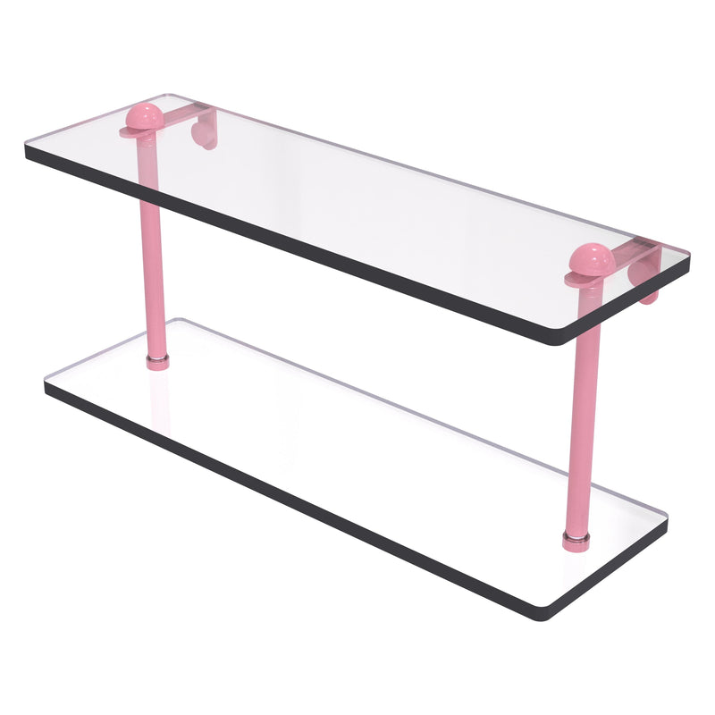 Two Tiered Glass Vanity Shelf with Beveled Edges