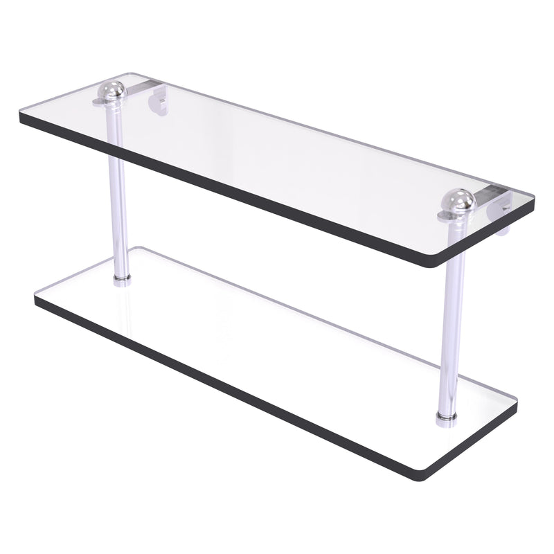 Two Tiered Glass Vanity Shelf with Beveled Edges