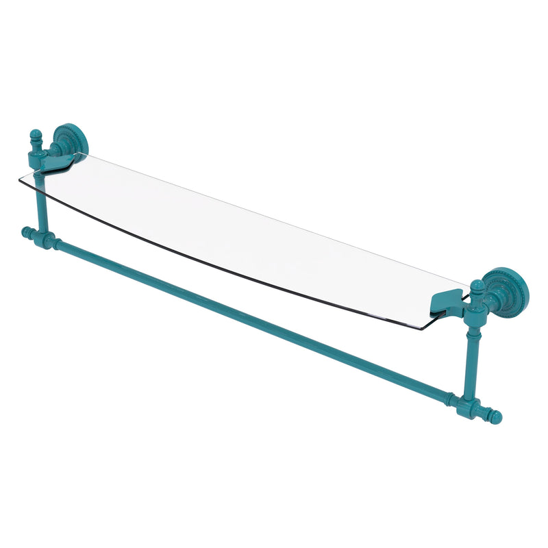 Retro Dot Collection Glass Vanity Shelf  with Integrated Towel Bar