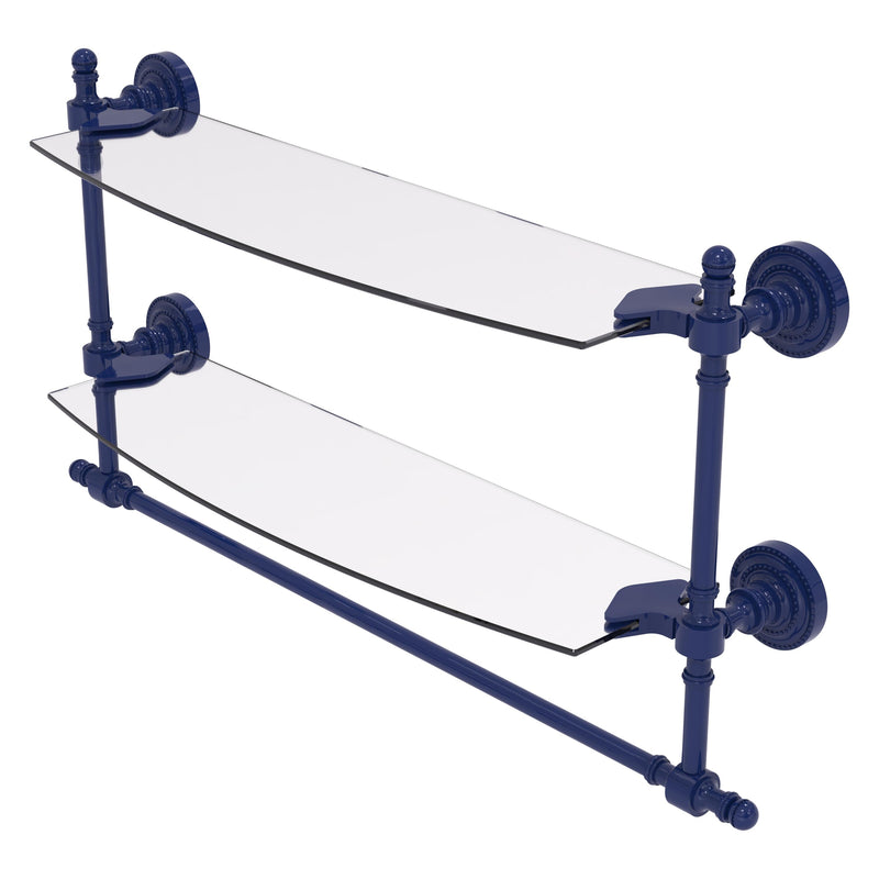 Retro Dot Collection Two Tiered Glass Shelf with Integrated Towel Bar