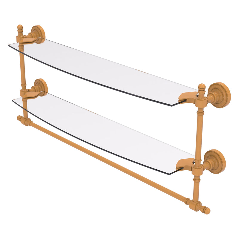 Retro Dot Collection Two Tiered Glass Shelf with Integrated Towel Bar