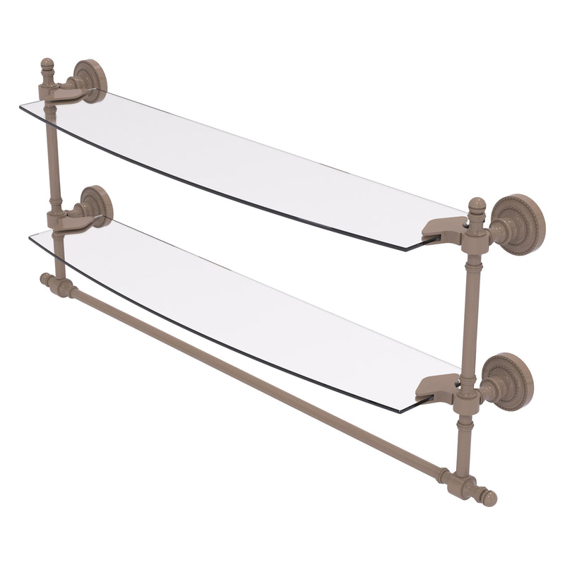 Retro Dot Collection Two Tiered Glass Shelf with Integrated Towel Bar