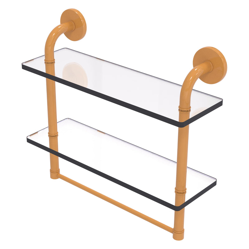 Remi Collection Two Tiered Glass Shelf with Integrated Towel Bar