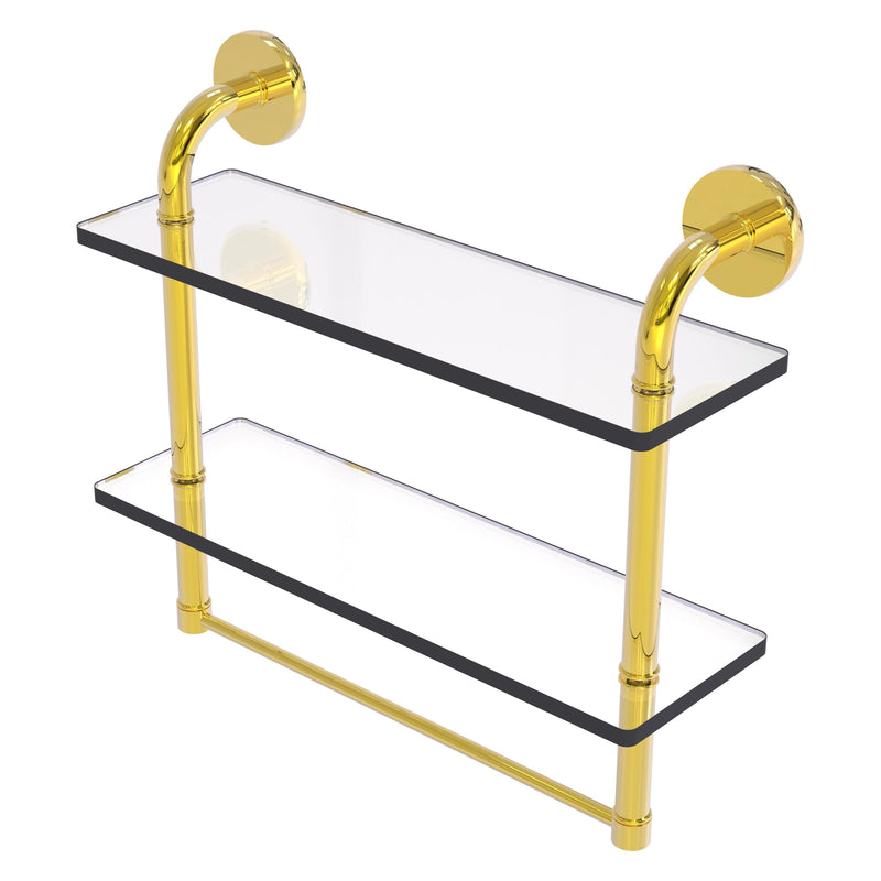 Remi Collection Two Tiered Glass Shelf with Integrated Towel Bar