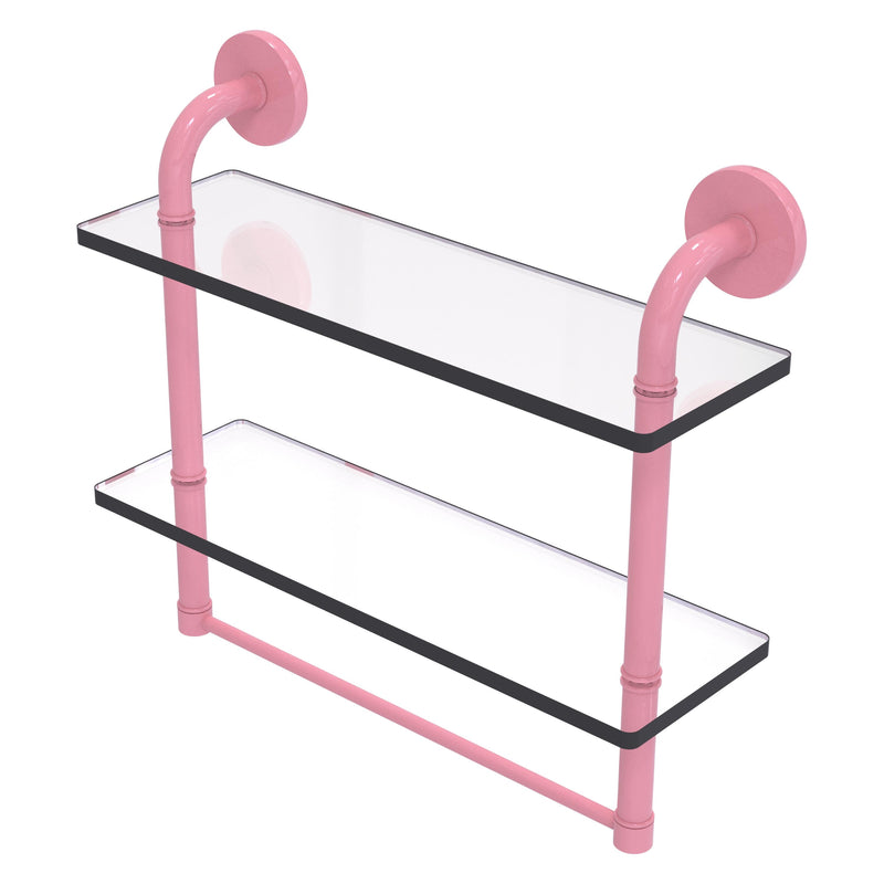 Remi Collection Two Tiered Glass Shelf with Integrated Towel Bar