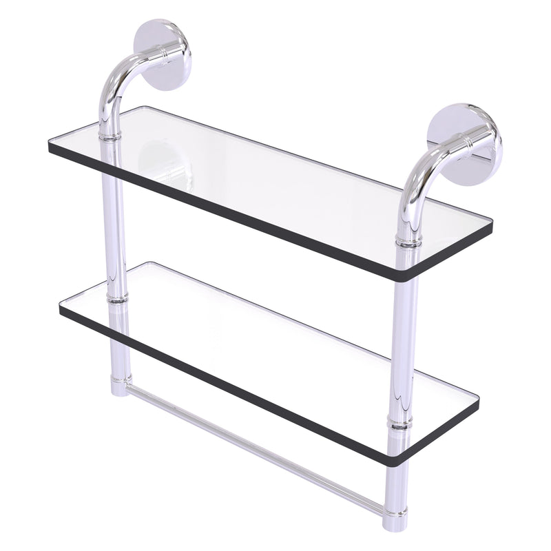 Remi Collection Two Tiered Glass Shelf with Integrated Towel Bar