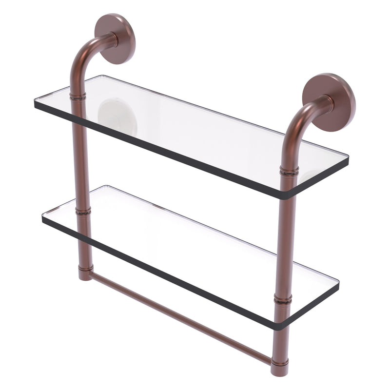 Remi Collection Two Tiered Glass Shelf with Integrated Towel Bar