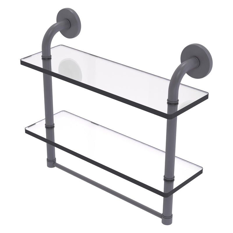 Remi Collection Two Tiered Glass Shelf with Integrated Towel Bar