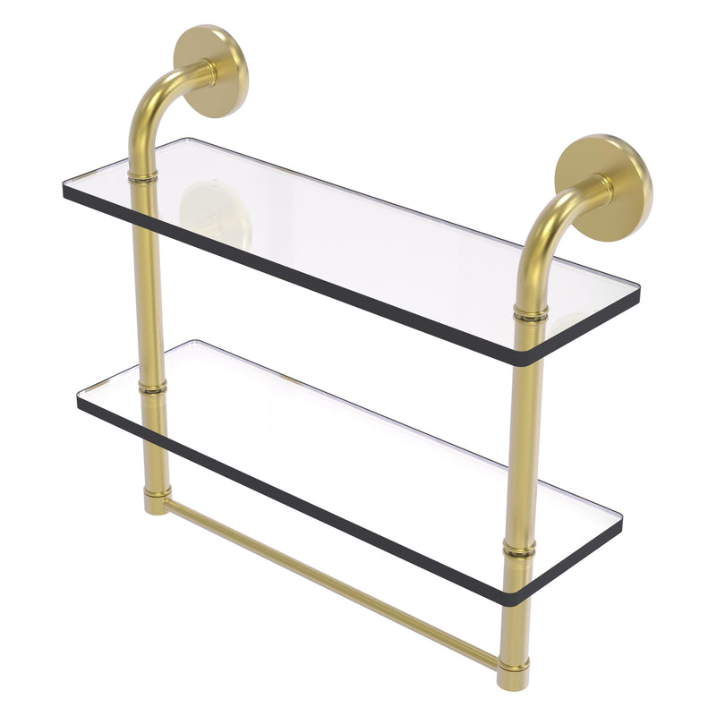 Remi Collection Two Tiered Glass Shelf with Integrated Towel Bar