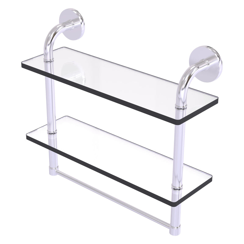 Remi Collection Two Tiered Glass Shelf with Integrated Towel Bar