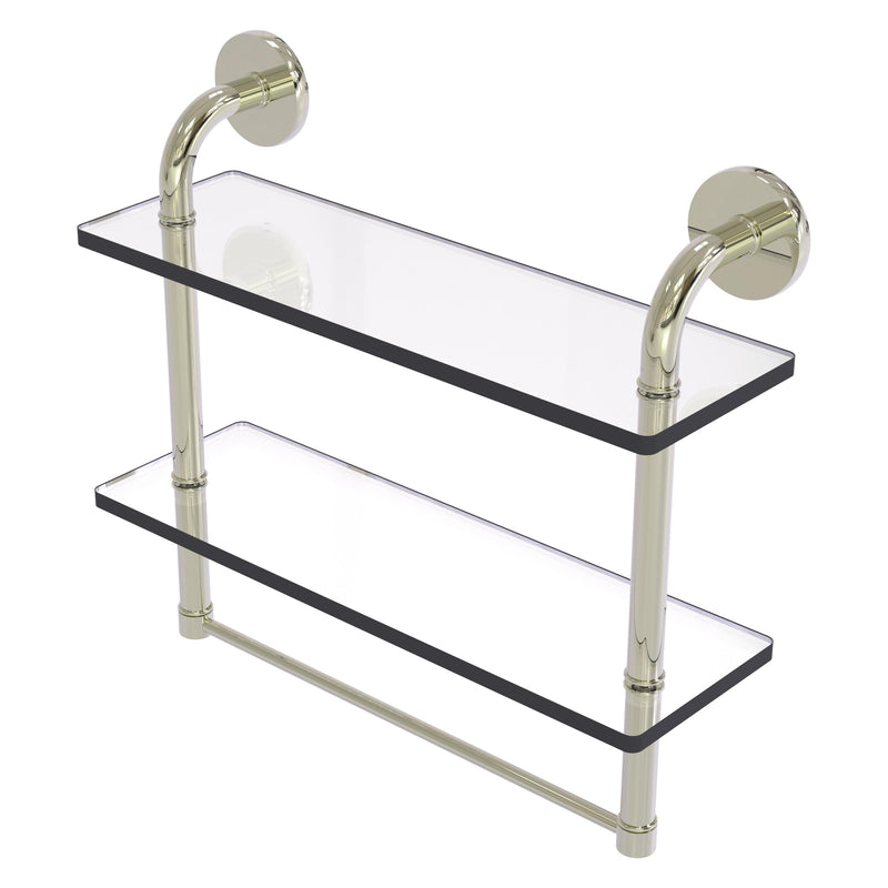 Remi Collection Two Tiered Glass Shelf with Integrated Towel Bar