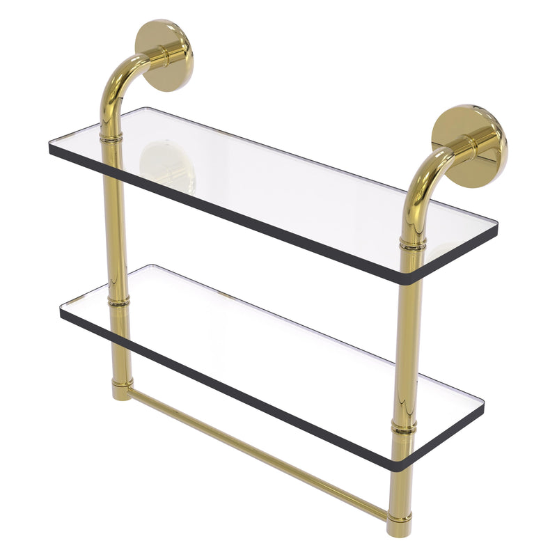 Remi Collection Two Tiered Glass Shelf with Integrated Towel Bar